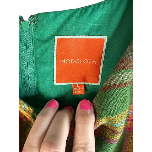 ModCloth Something Sixties Cotton-Linen Dress Vintage-inspired Women's size L - Picture 3 of 9